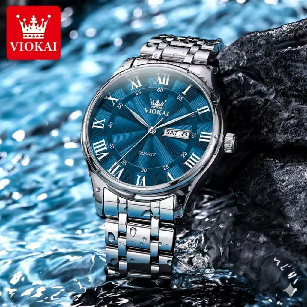 The New VIOKAI Men's Business Watch Calendar Week Display Waterproof Dual Calendar Casual Quartz Watch Men'S Sports Watch