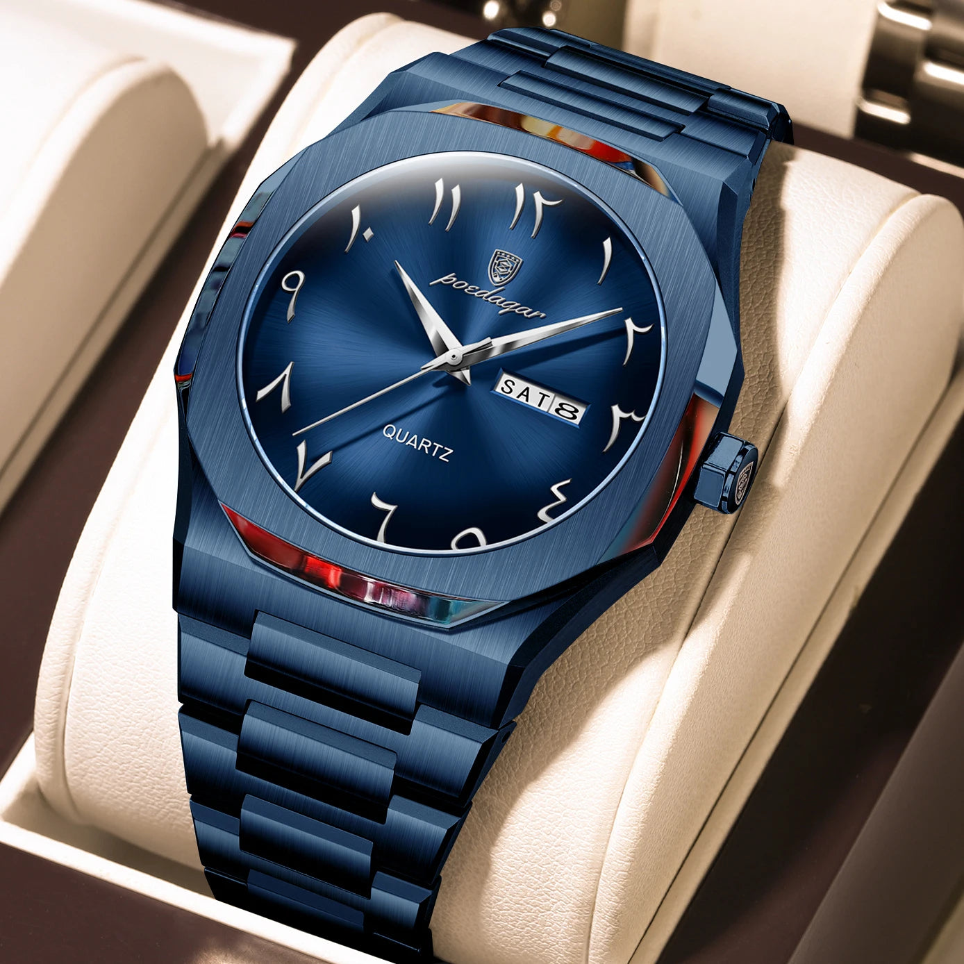 POEDAGAR Original Luxury Men's Watch Waterproof Week Date Fashion.