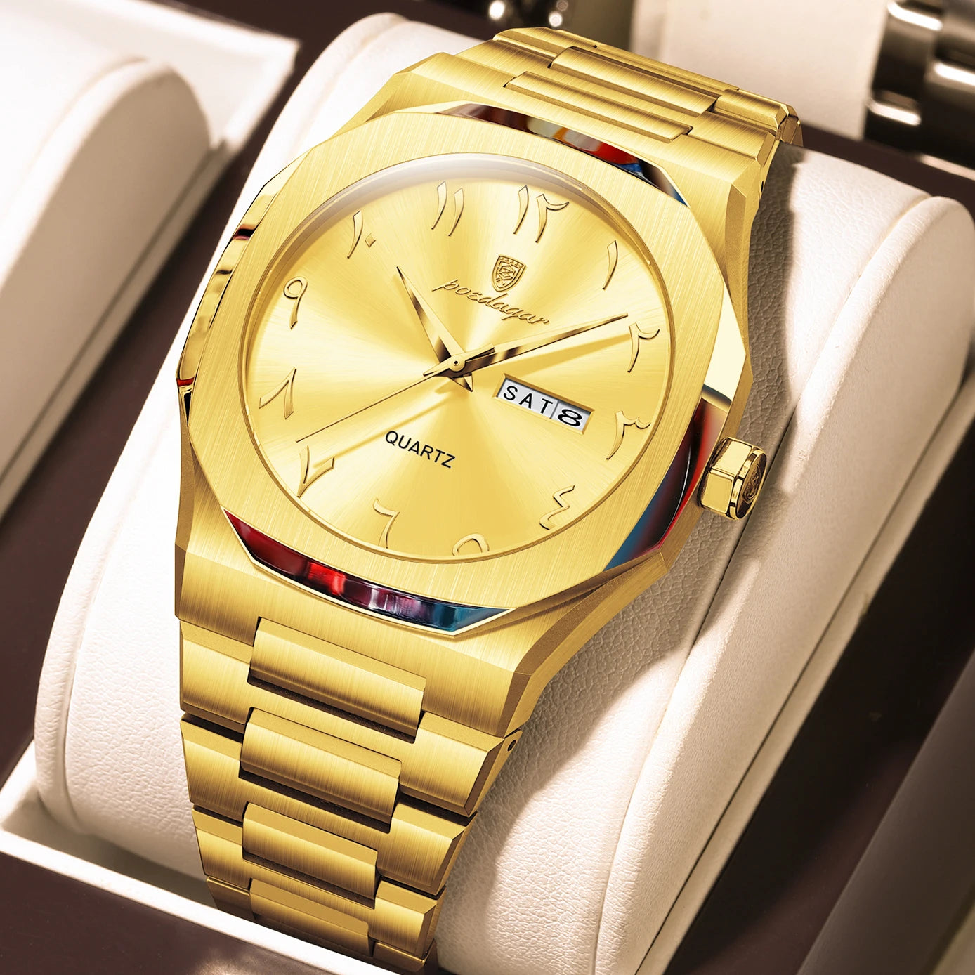 POEDAGAR Original Luxury Men's Watch Waterproof Week Date Fashion.