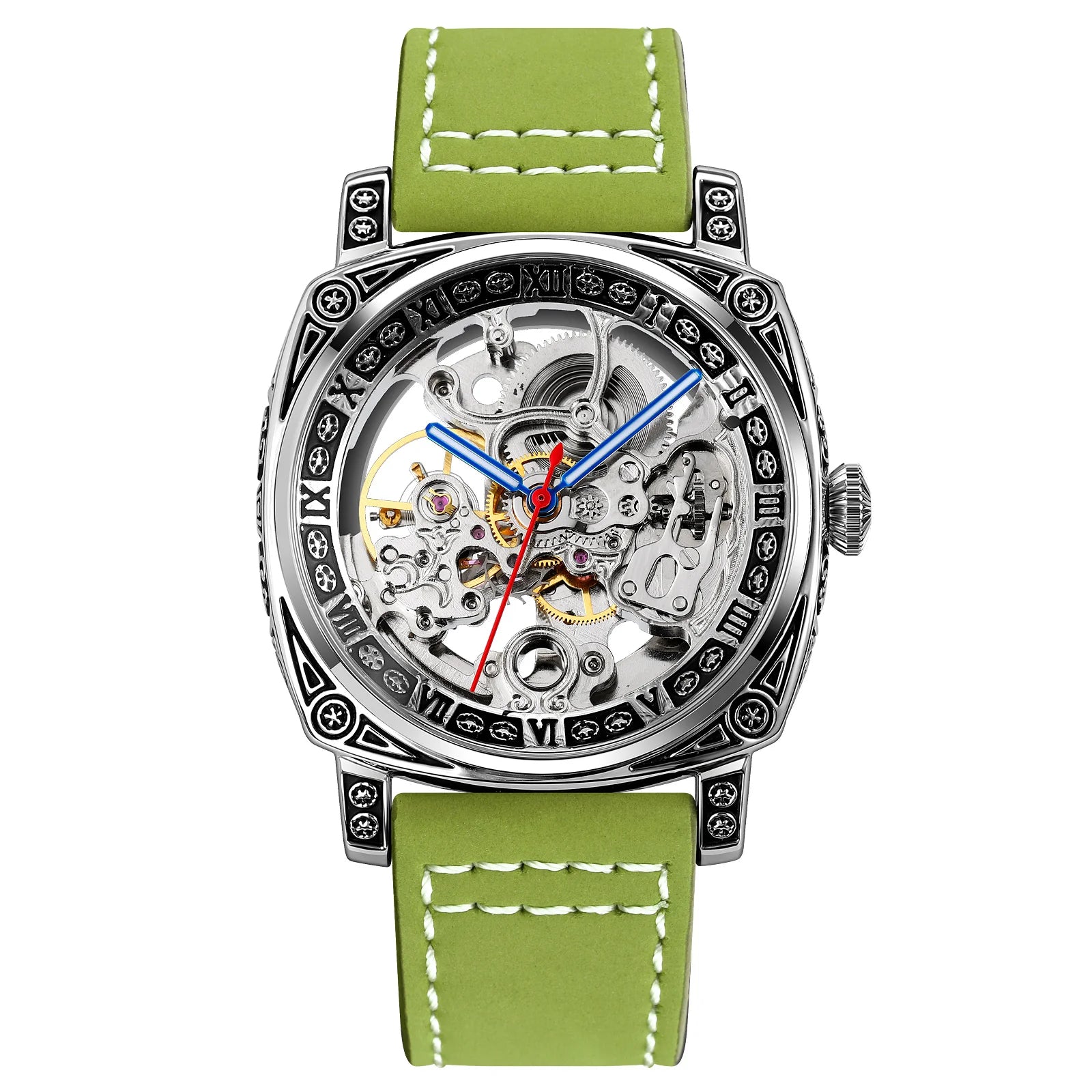 SKMEI Men’s Engraved Skeleton Automatic Mechanical Watch – Premium Leather Strap