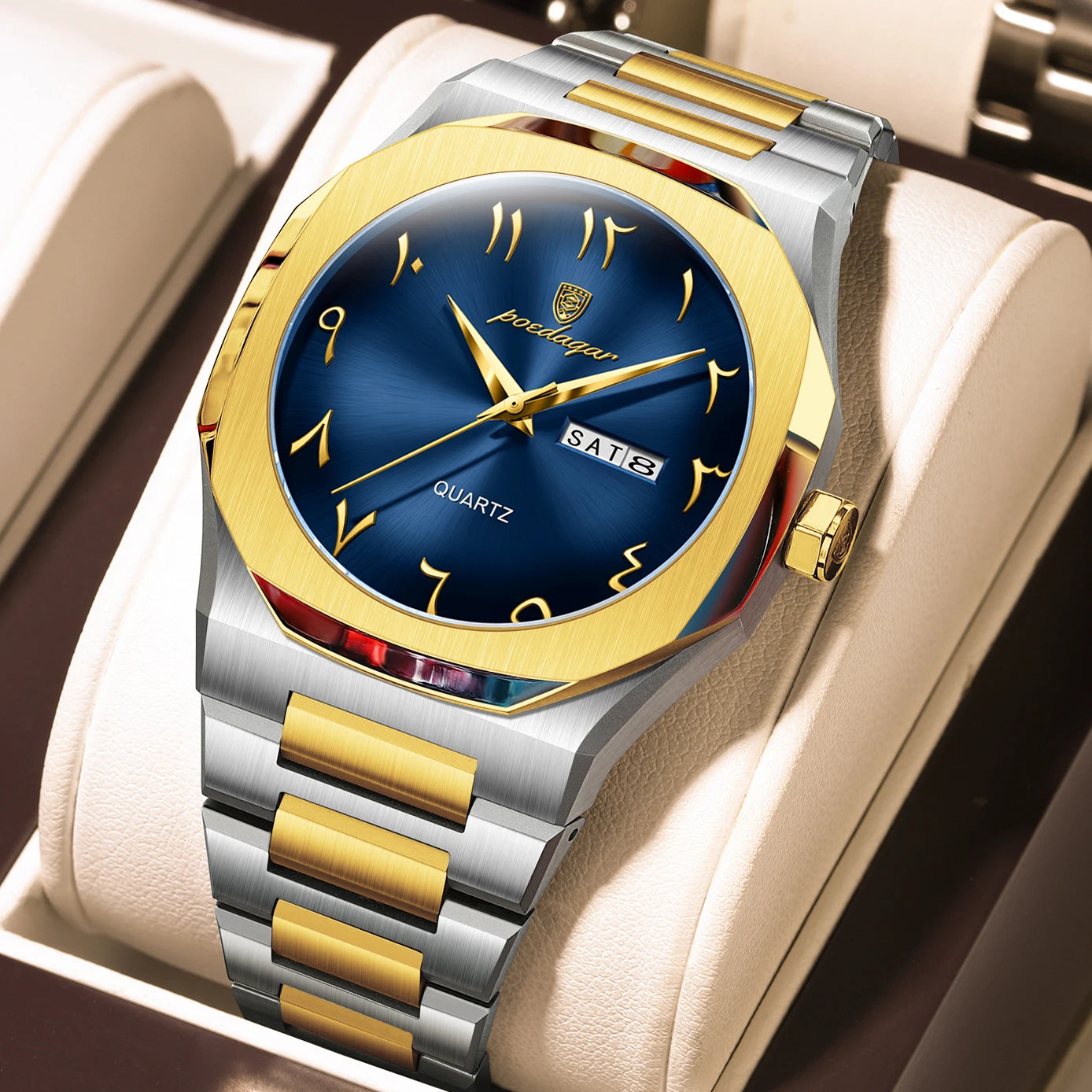 POEDAGAR Original Luxury Men's Watch Waterproof Week Date Fashion.