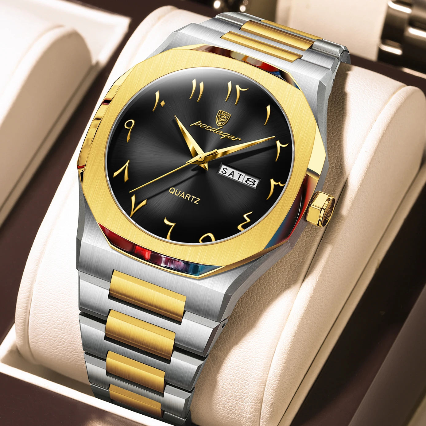 POEDAGAR Original Luxury Men's Watch Waterproof Week Date Fashion.