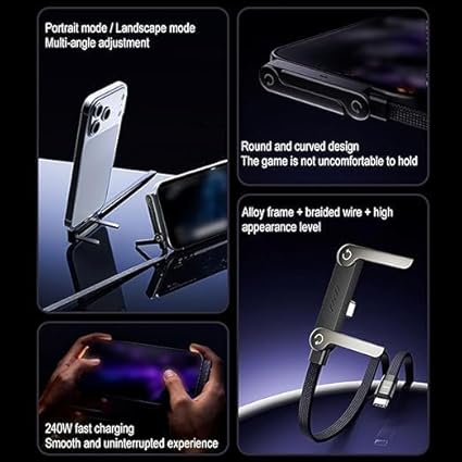 Foldable Fast Charge Cable. Multi-Functional Invisible Stand Charging Cable for Smartphones, Tablets, Laptops