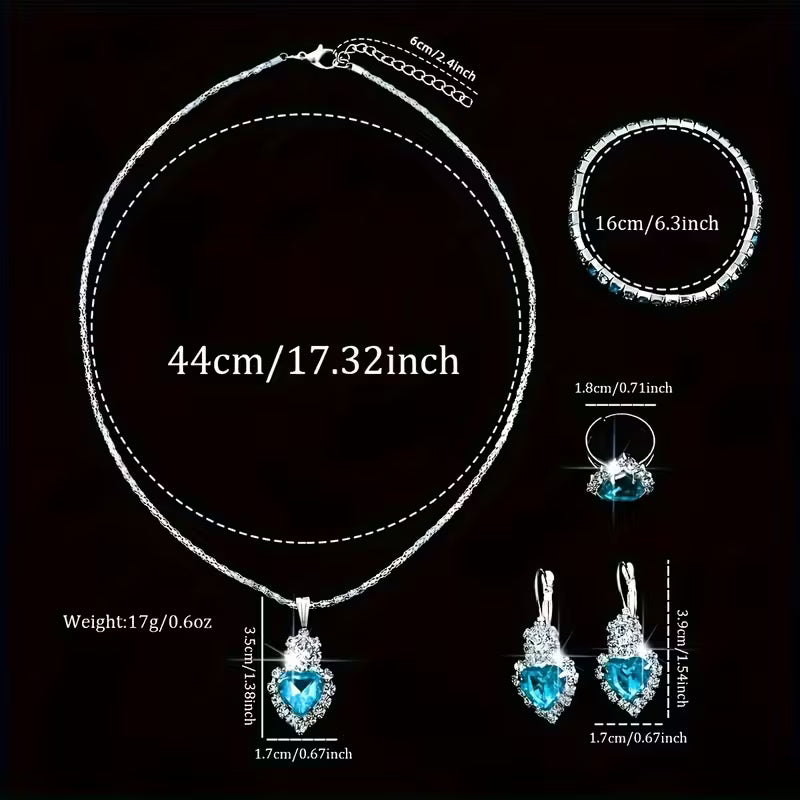 Elegant Women's Watch Jewelry Set, Quartz Watch with Heart Pendant Necklace, Bracelets, and Earrings, Ideal for Mother's Day, Valentine's, Easter Gift Perfect Gift for Her