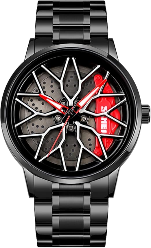 SKMEI  Men Racing Watches rotatable Car Rim Wheel hub Design Sports Watches Stainless Steel Waterproof Watch