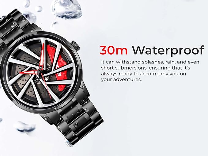 SKMEI  Men Racing Watches rotatable Car Rim Wheel hub Design Sports Watches Stainless Steel Waterproof Watch