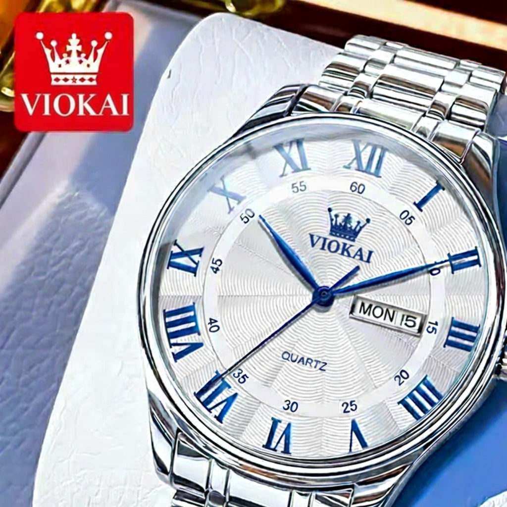 The New VIOKAI Men's Business Watch Calendar Week Display Waterproof Dual Calendar Casual Quartz Watch Men'S Sports Watch