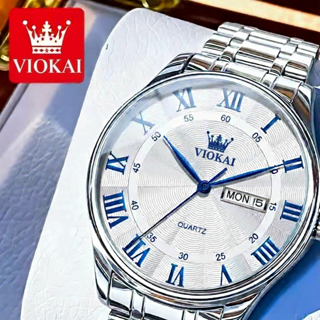 The New VIOKAI Men's Business Watch Calendar Week Display Waterproof Dual Calendar Casual Quartz Watch Men'S Sports Watch