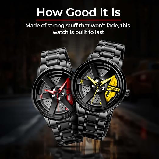 SKMEI  Men Racing Watches rotatable Car Rim Wheel hub Design Sports Watches Stainless Steel Waterproof Watch