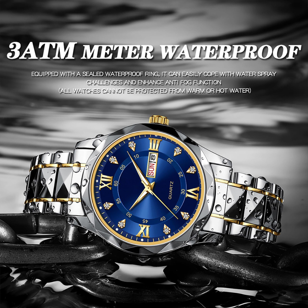 OLEVS Couple Watches His and Her Fashion Dresse Romantic Set Pair Matching Stainless Steel Strap Luminous Waterproof Wrist Watch