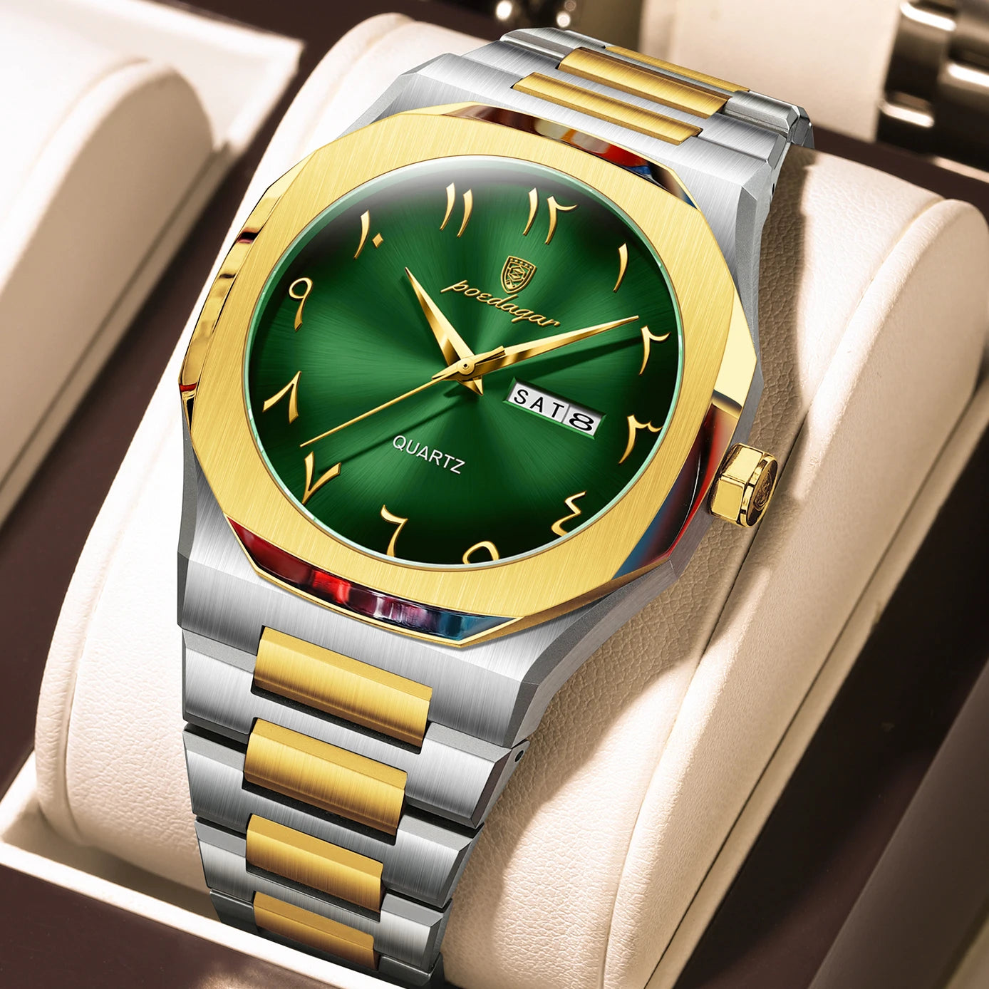 POEDAGAR Original Luxury Men's Watch Waterproof Week Date Fashion.