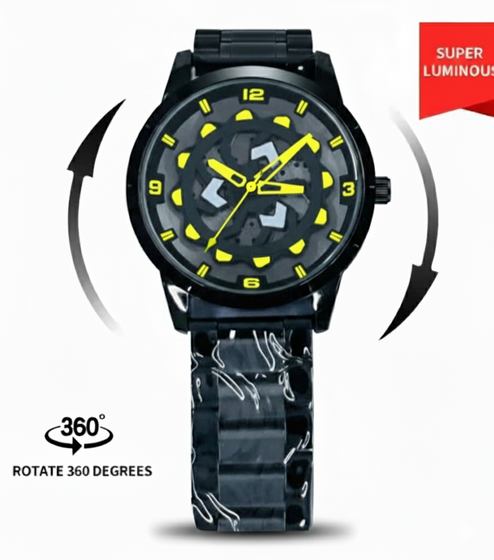 Ninja Wheel Dial 360 Rotating Stainless Steel Watch.