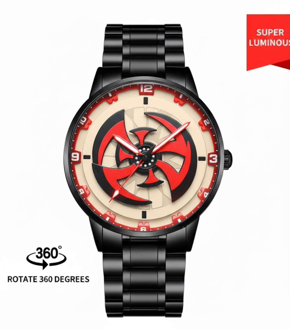 Ninja Wheel Dial 360 Rotating Stainless Steel Watch.
