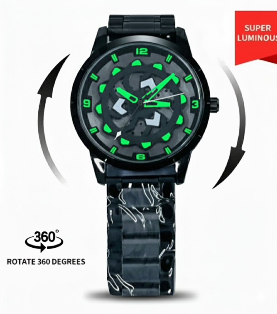 Ninja Wheel Dial 360 Rotating Stainless Steel Watch.