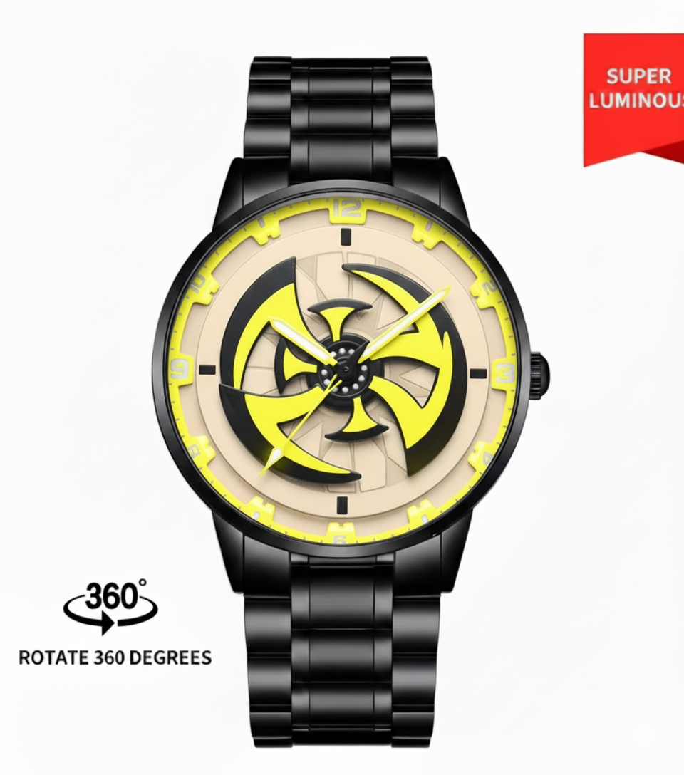 Ninja Wheel Dial 360 Rotating Stainless Steel Watch.