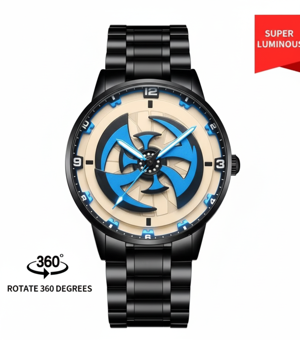 Ninja Wheel Dial 360 Rotating Stainless Steel Watch.