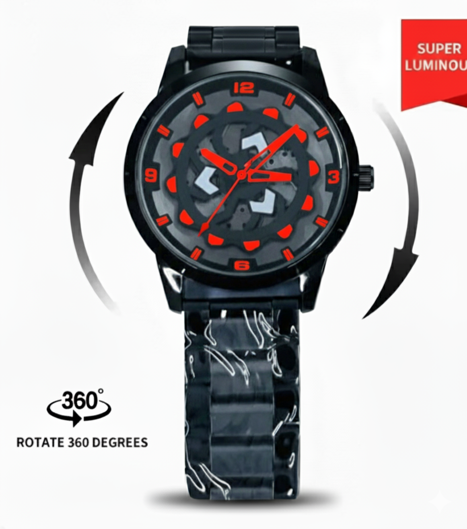 Ninja Wheel Dial 360 Rotating Stainless Steel Watch.