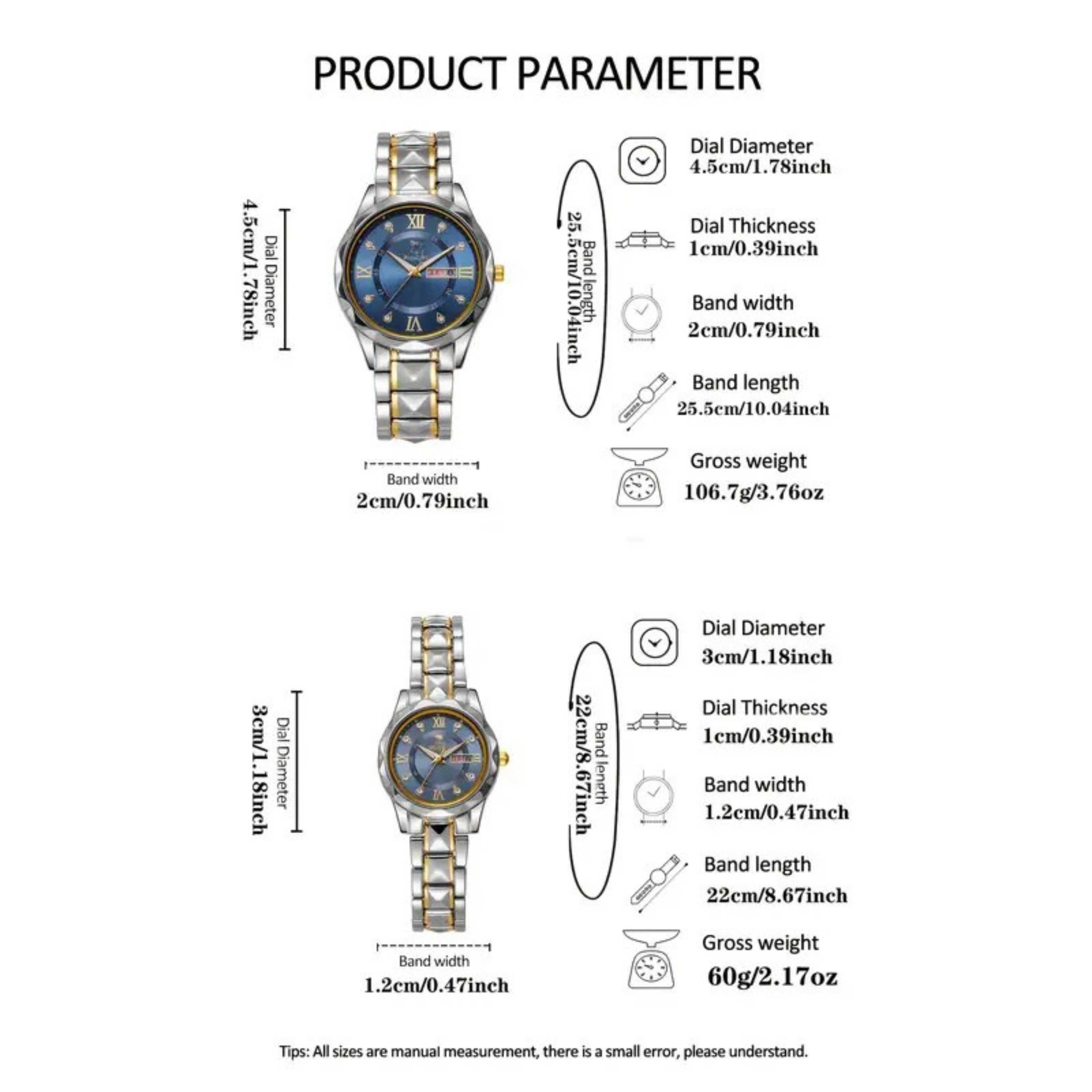 OLEVS Couple Watches His and Her Fashion Dresse Romantic Set Pair Matching Stainless Steel Strap Luminous Waterproof Wrist Watch