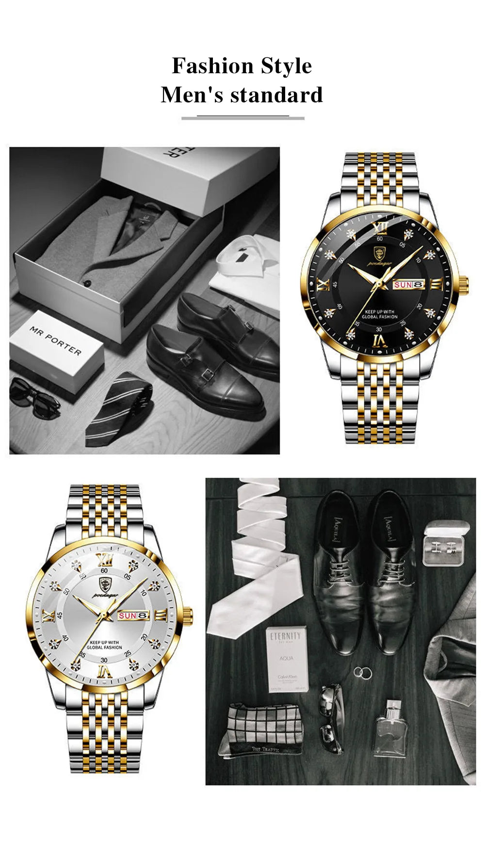 POEDAGAR Stainless Stain Men Watch