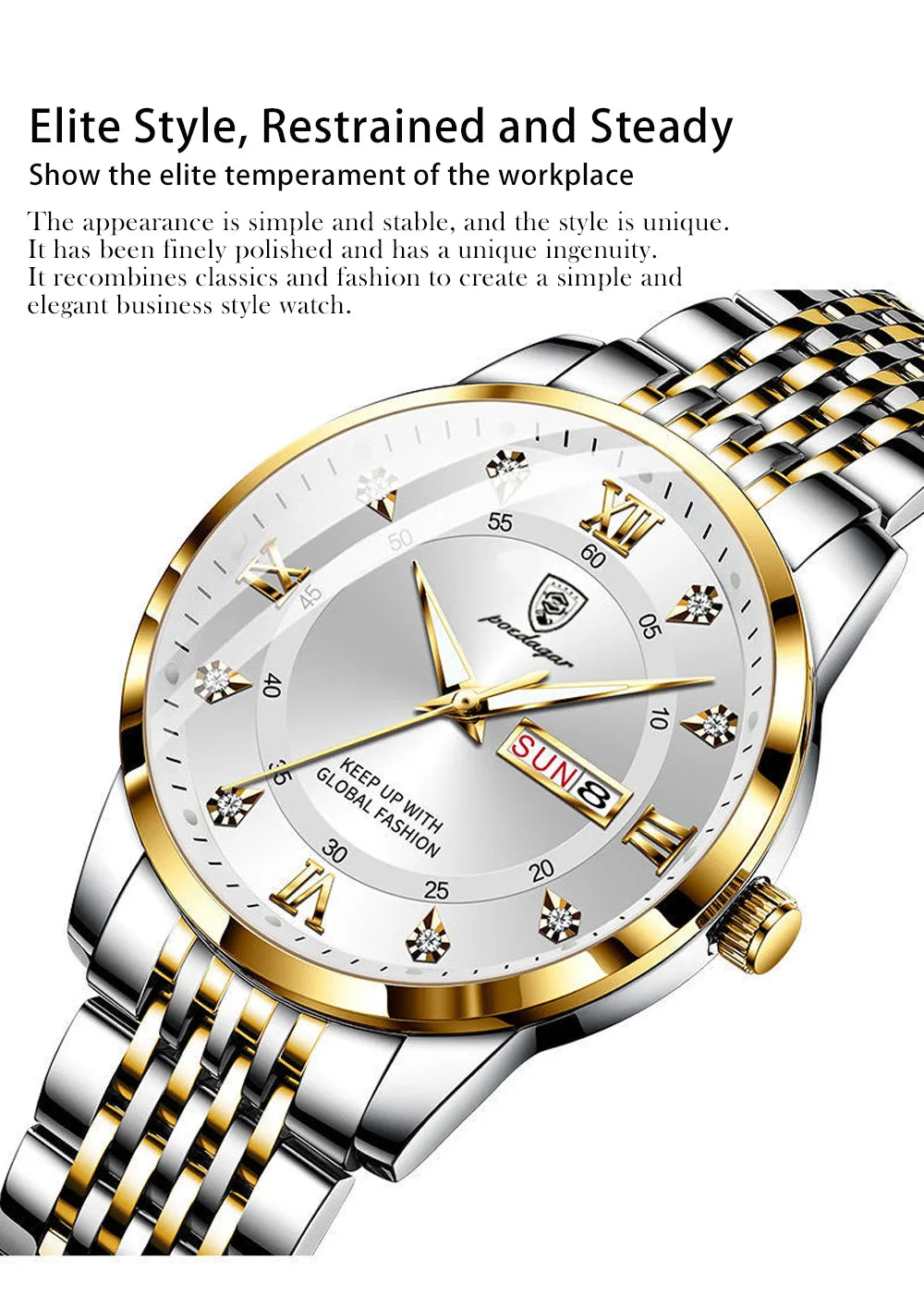 POEDAGAR Stainless Stain Men Watch