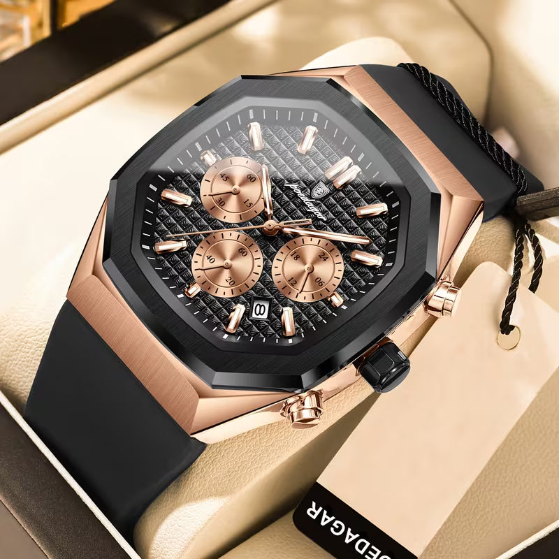 POEDAGAR Men's . Waterproof, Luminous, Chronograph, Date.