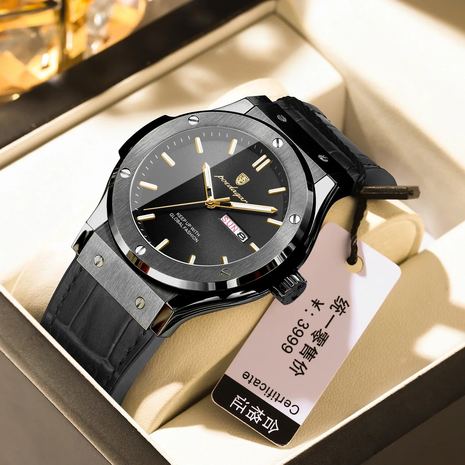 POEDAGAR 952 Man's Lather Watch