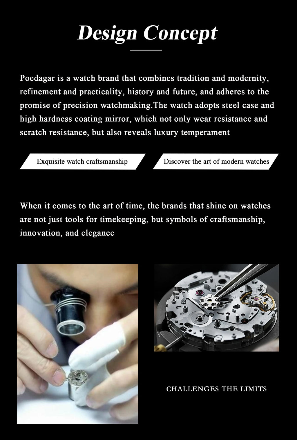 POEDAGAR Wristwatches Top Luxury Waterproof Sport Wrist Watch Quartz Genuine Leather Band