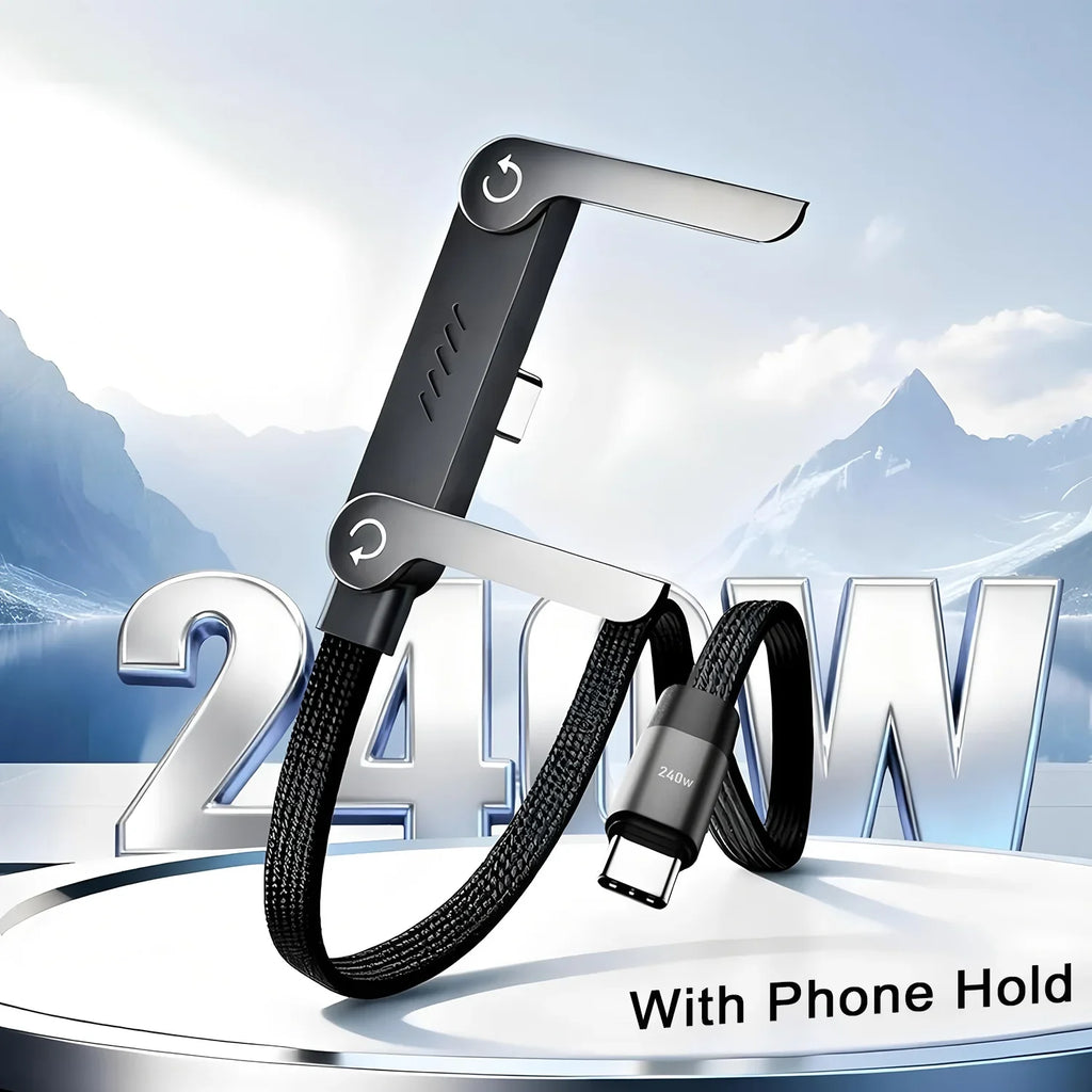 Foldable Fast Charge Cable. Multi-Functional Invisible Stand Charging Cable for Smartphones, Tablets, Laptops