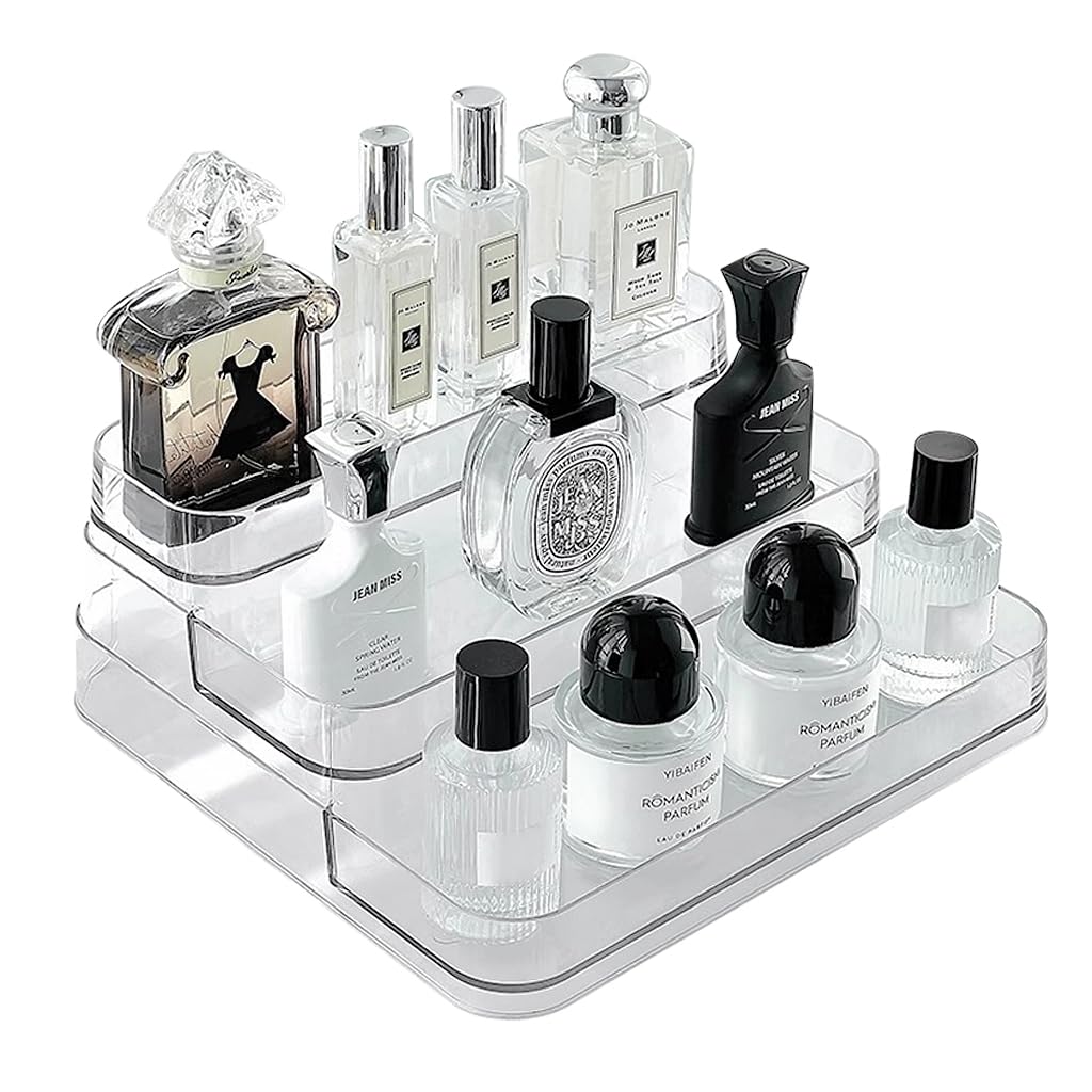 3-Layer Acrylic Clear Perfume Organizer Displaying Holder.
