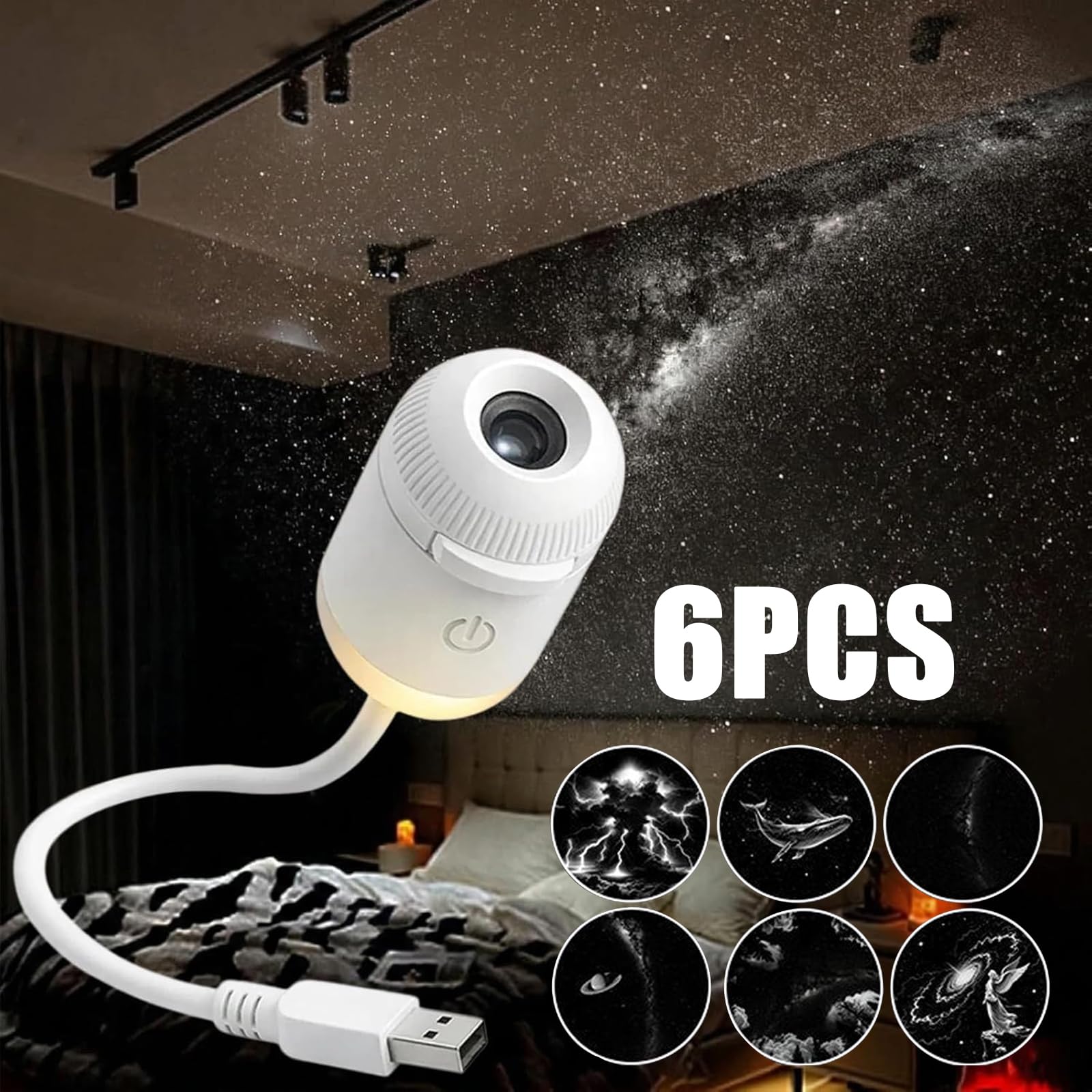 USB Galaxy Star Projector Night Light – Mini Starry Sky LED Lamp with Touch Control