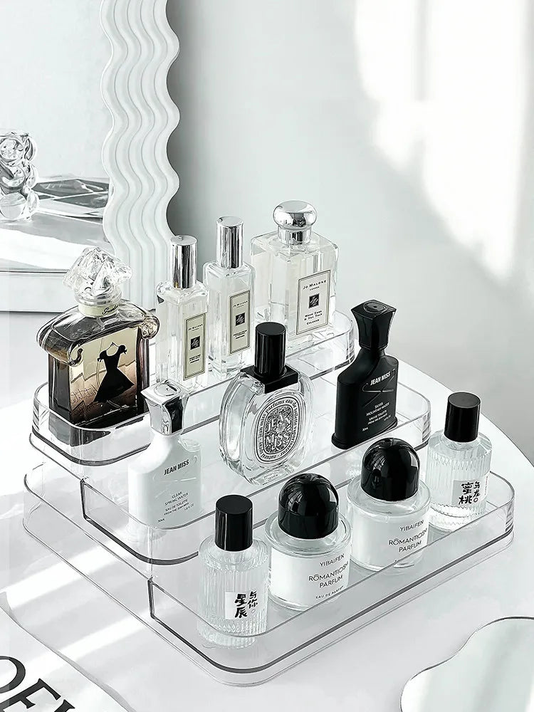 3-Layer Acrylic Clear Perfume Organizer Displaying Holder.