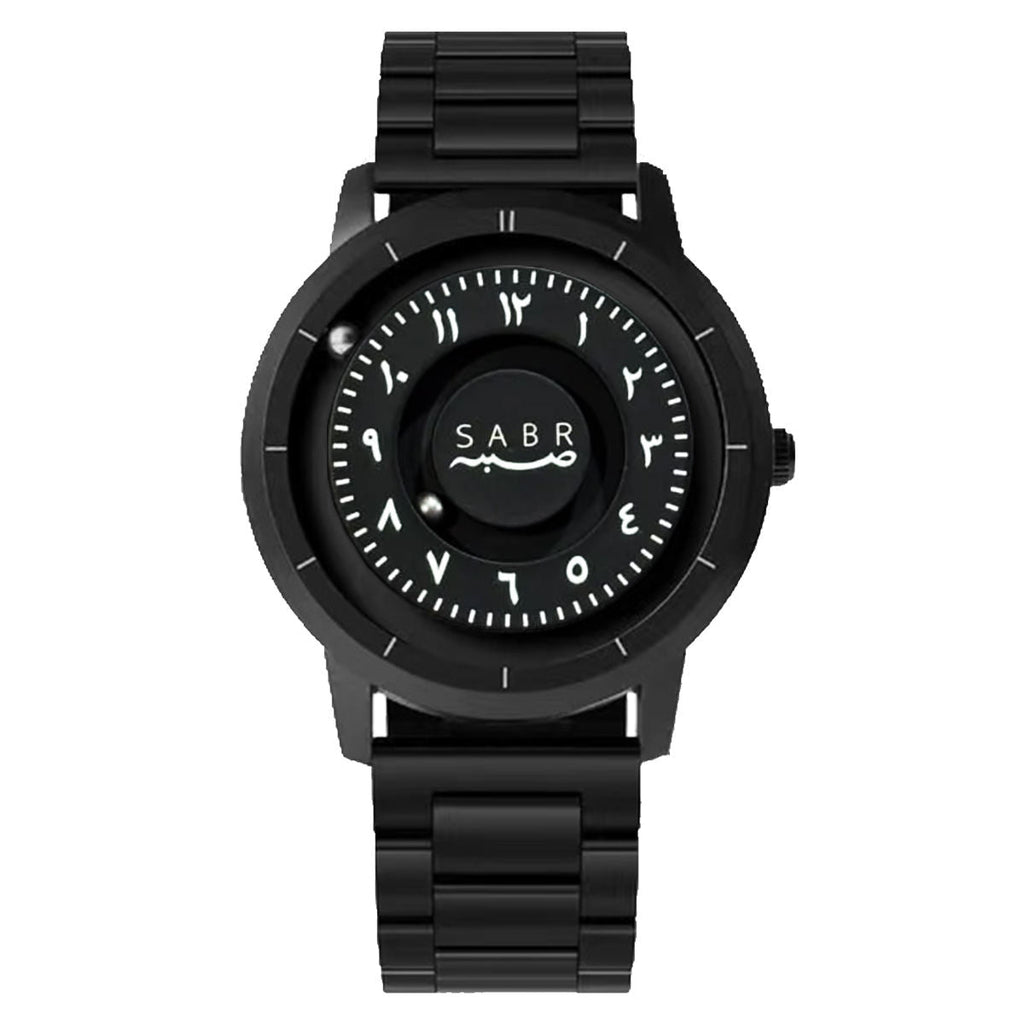 SABR Magnetic Ball Watch for Men. Luxury Black Steel Strap, Minimal Arabic Numerals, Fashion Business Casual Timepiece