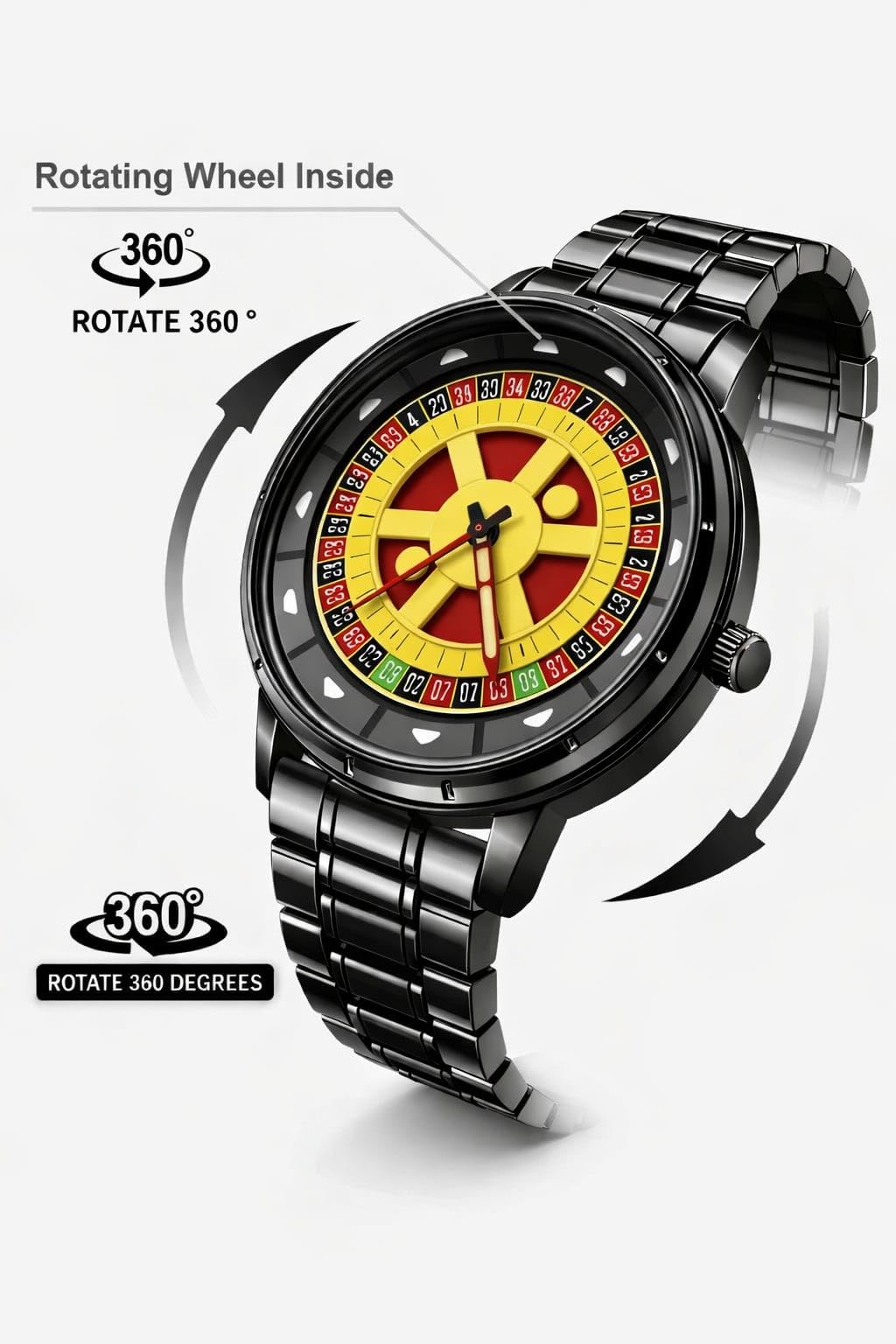 Casino Spinning Dial Stainless Steel  Watch. Casino Watch
