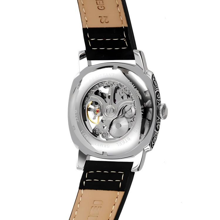 SKMEI Men’s Engraved Skeleton Automatic Mechanical Watch – Premium Leather Strap
