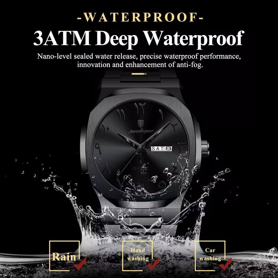 POEDAGAR Original Luxury Men's Watch Waterproof Week Date Fashion.