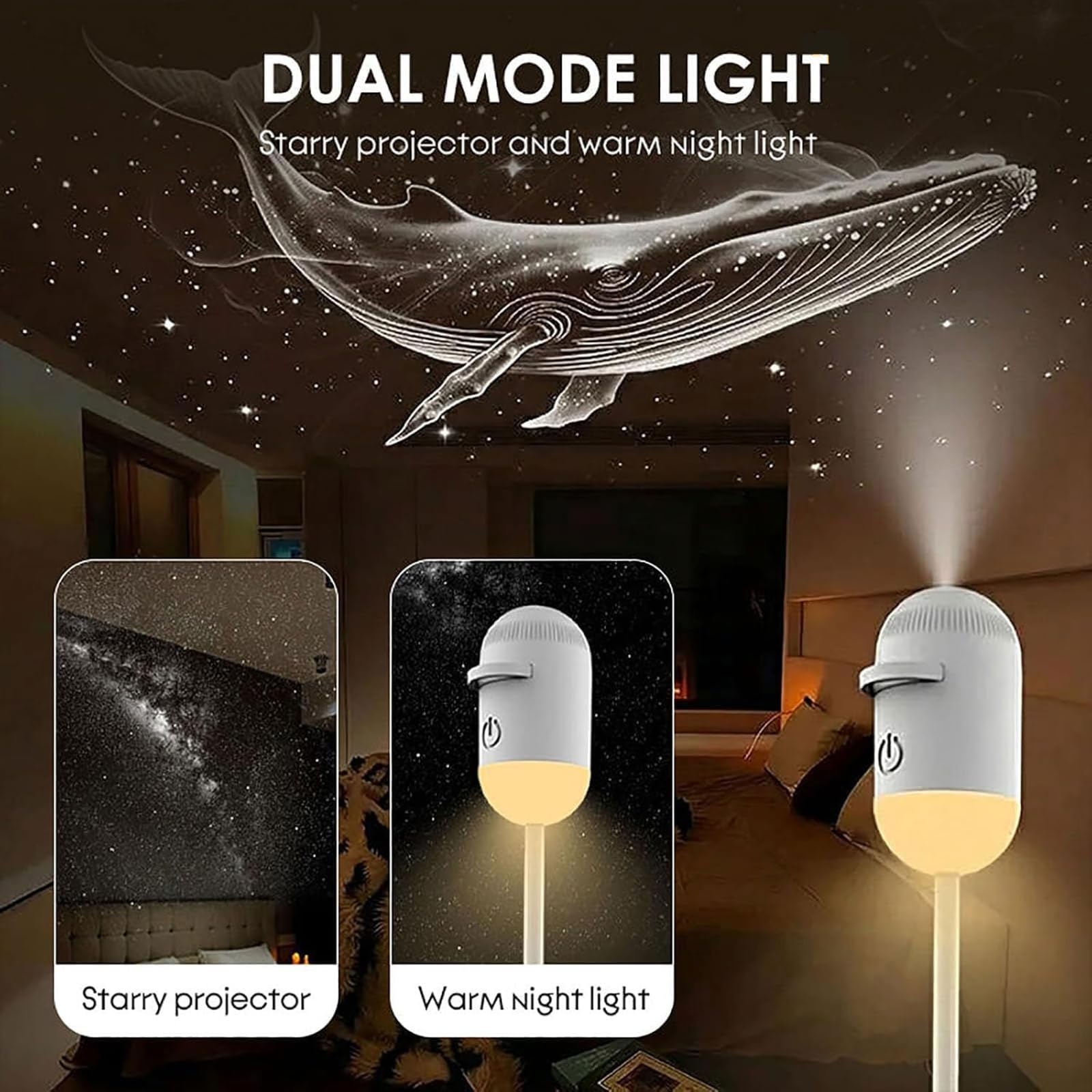 USB Galaxy Star Projector Night Light – Mini Starry Sky LED Lamp with Touch Control