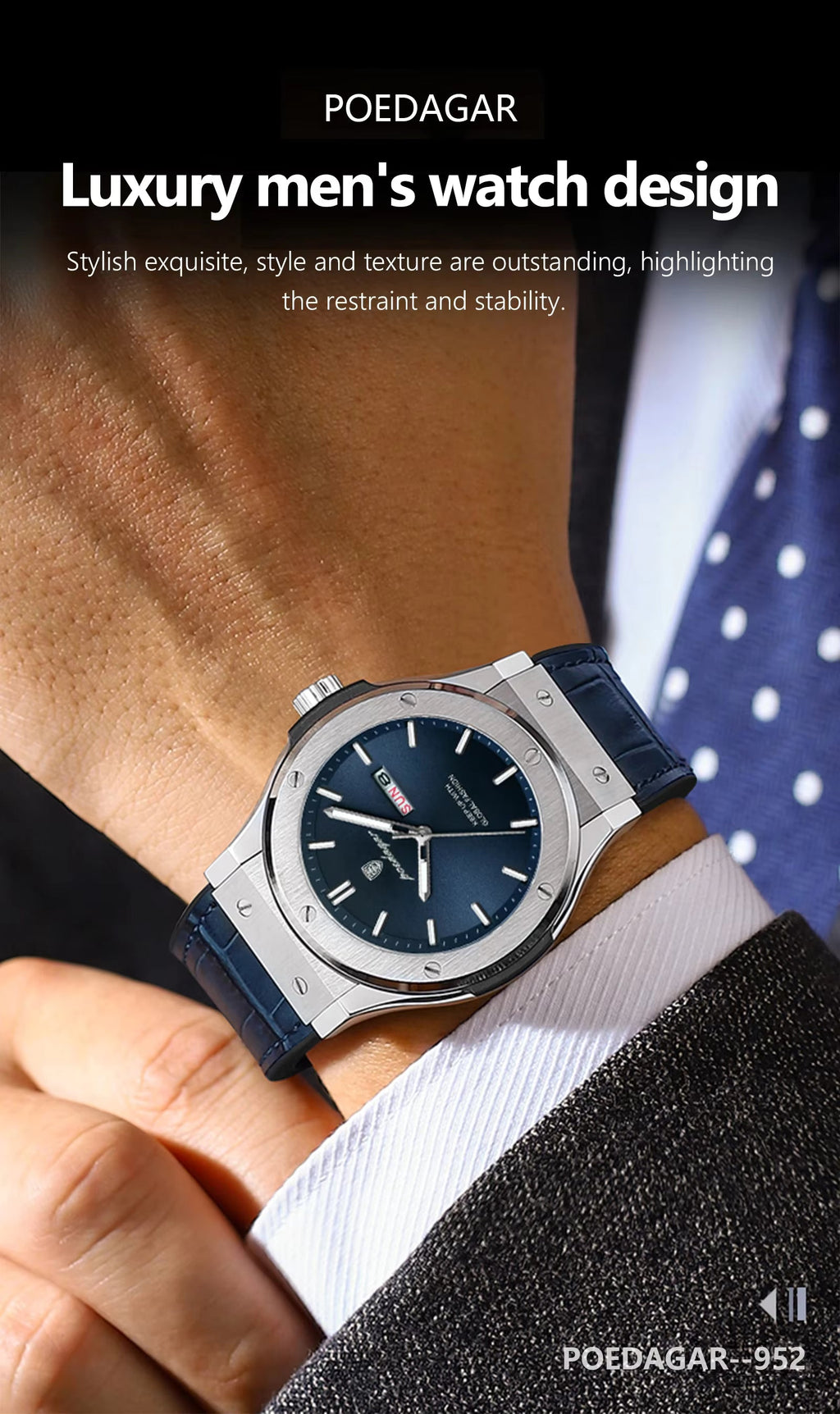 POEDAGAR 952 Man's Lather Watch