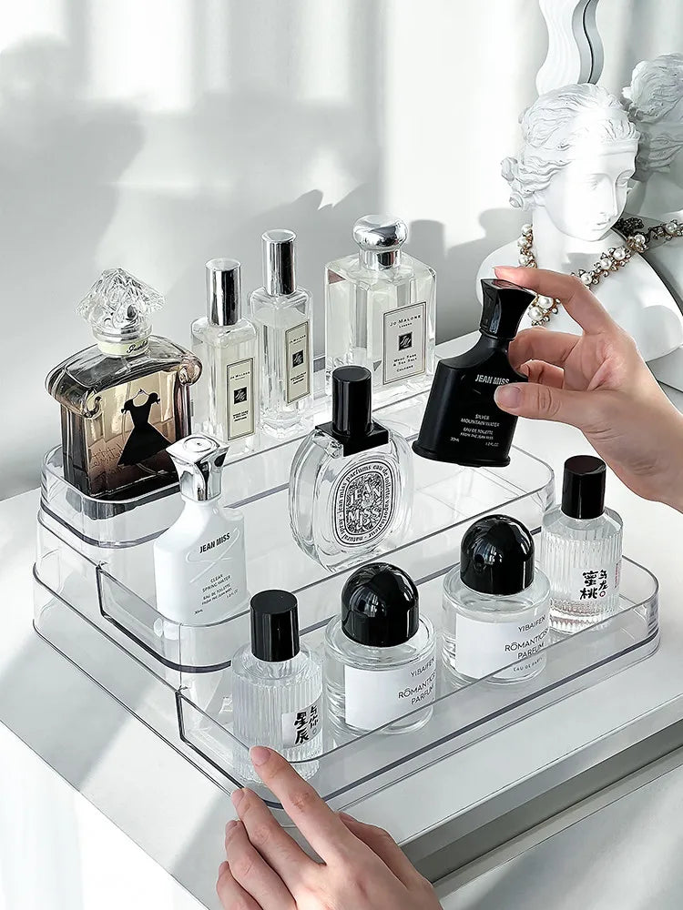3-Layer Acrylic Clear Perfume Organizer Displaying Holder.