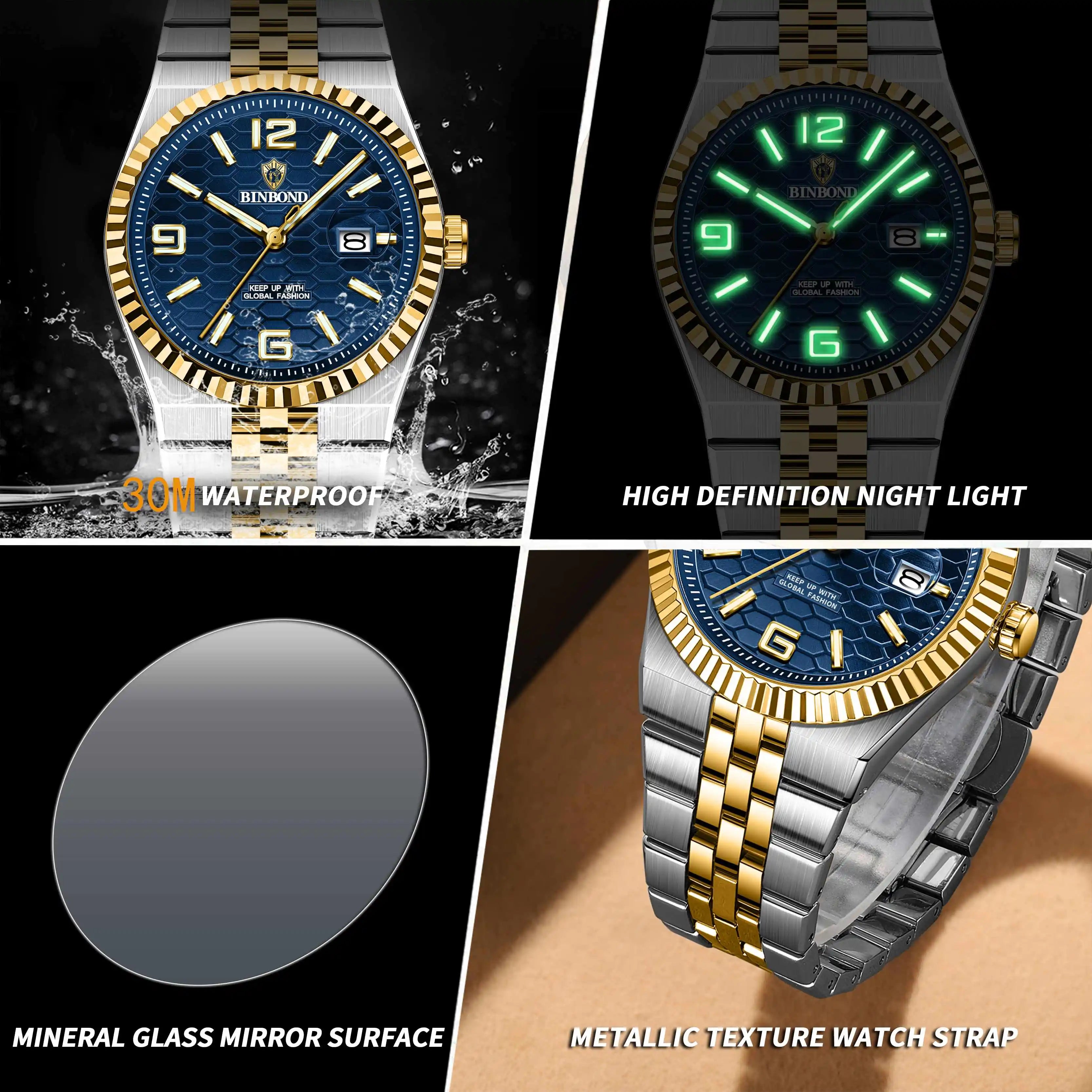 BINBOND Luxury Men Quartz Watch