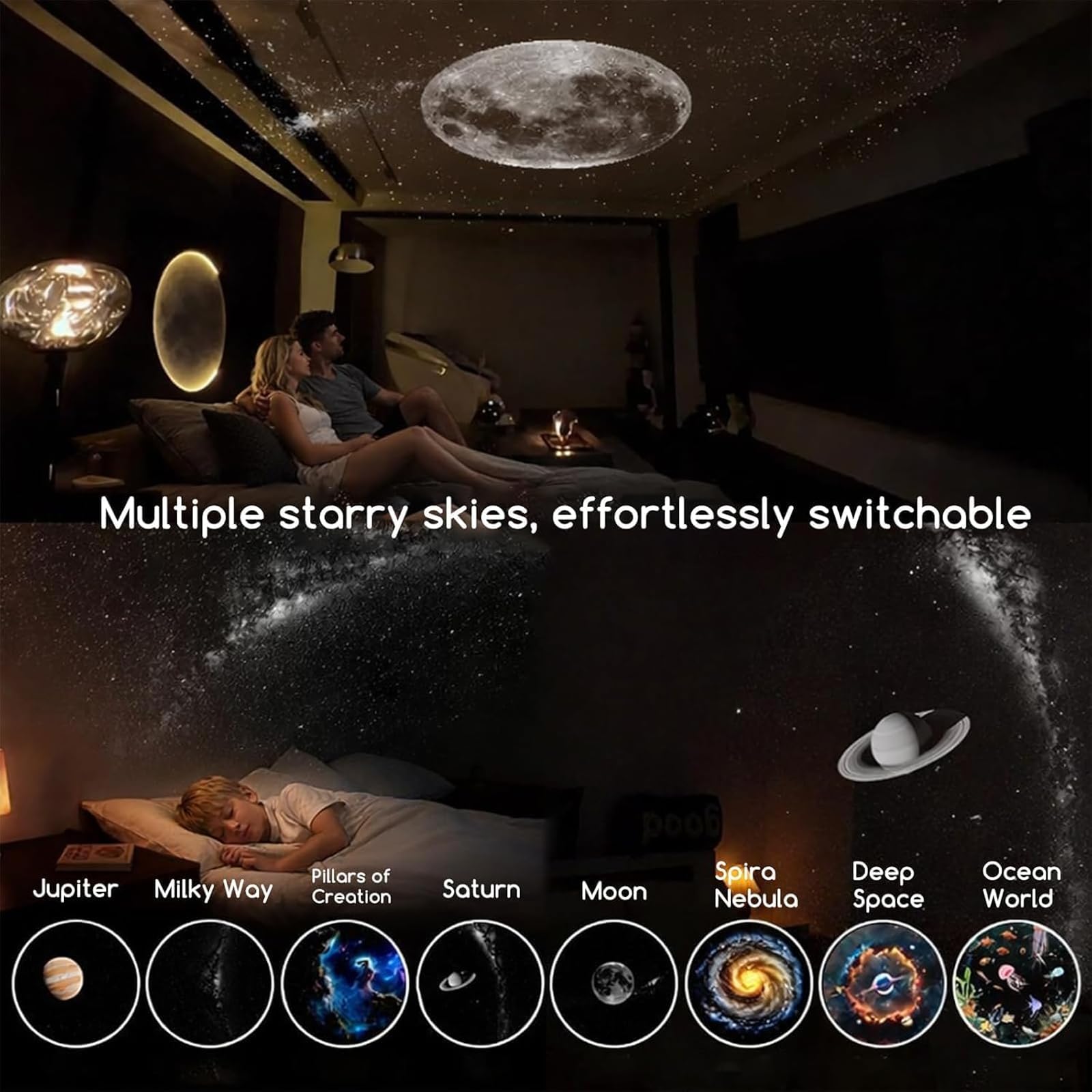 USB Galaxy Star Projector Night Light – Mini Starry Sky LED Lamp with Touch Control