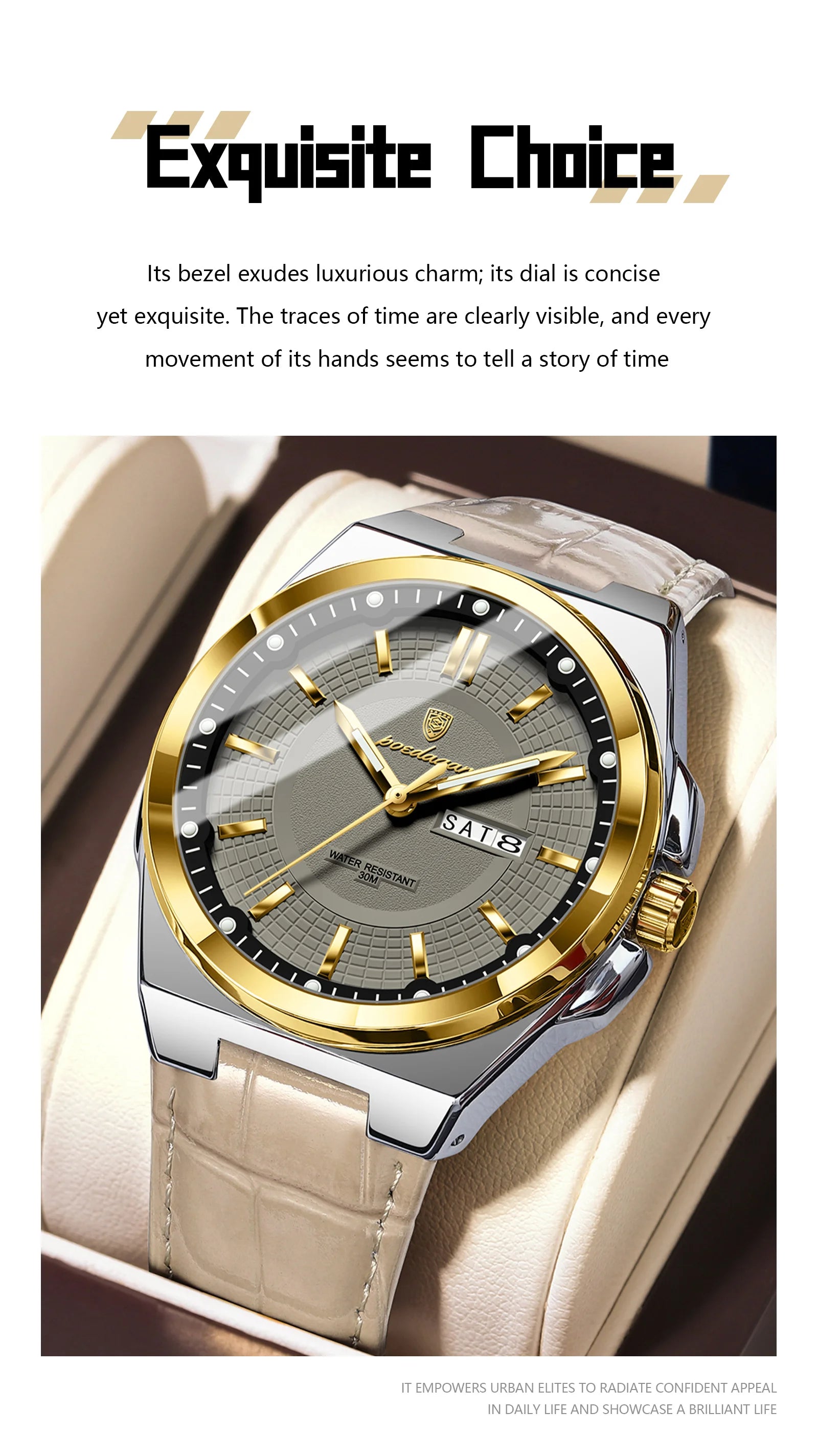 POEDAGAR Wristwatches Top Luxury Waterproof Sport Wrist Watch Quartz Genuine Leather Band