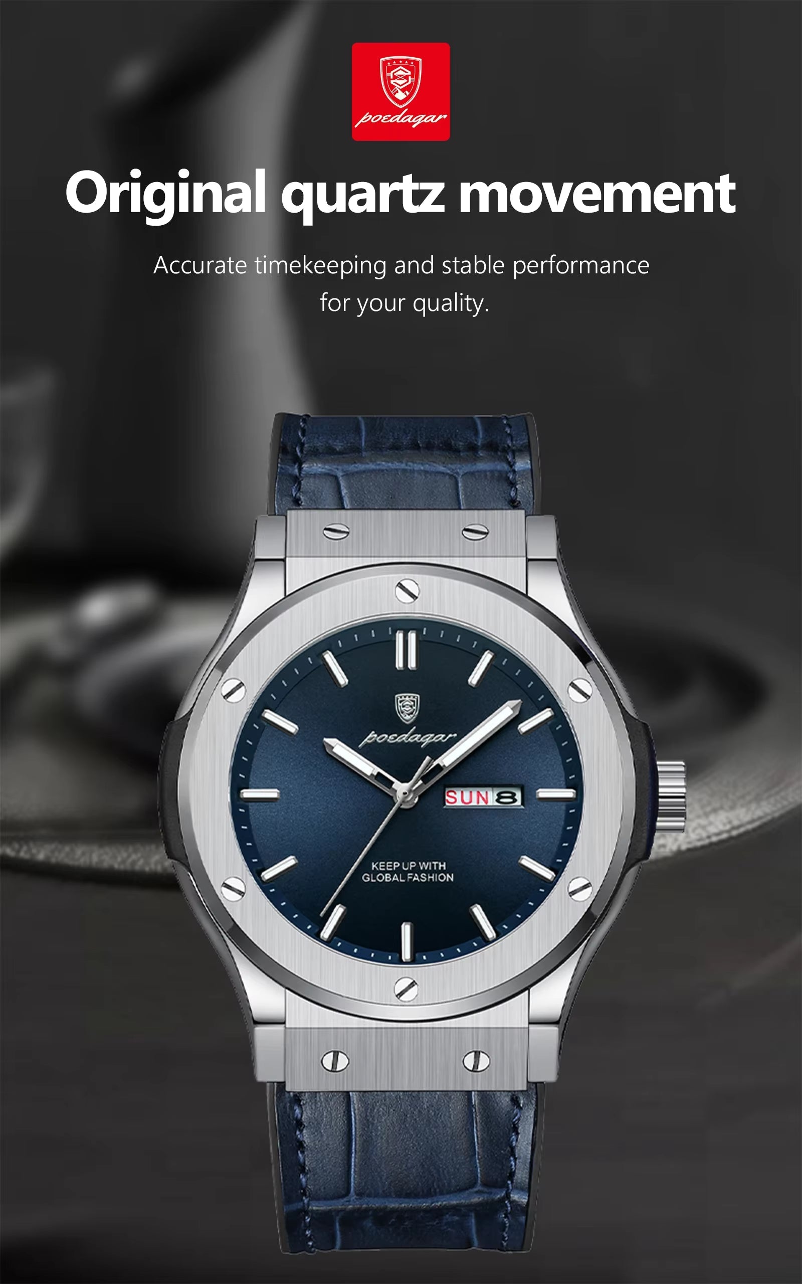 POEDAGAR 952 Man's Lather Watch