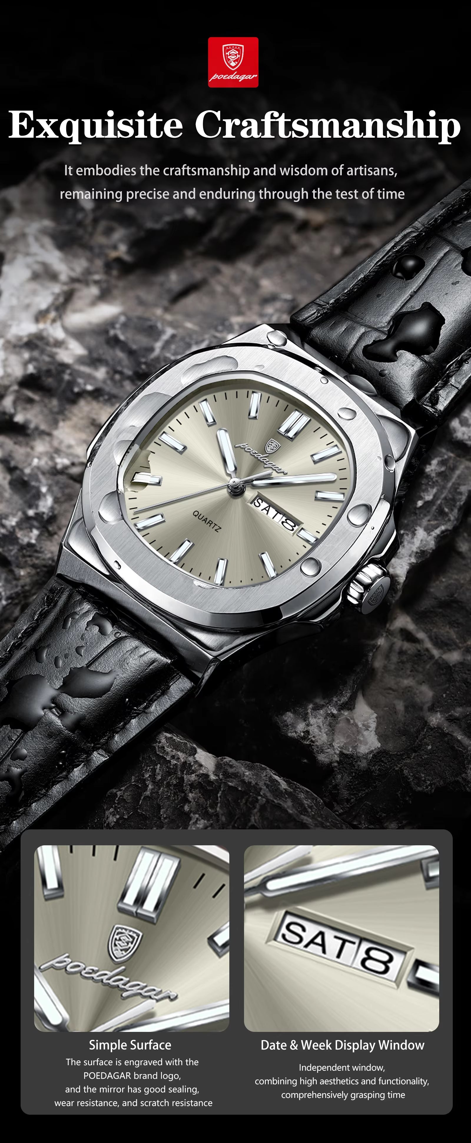 POEDAGAR 853 Deep Waterproof Watch.