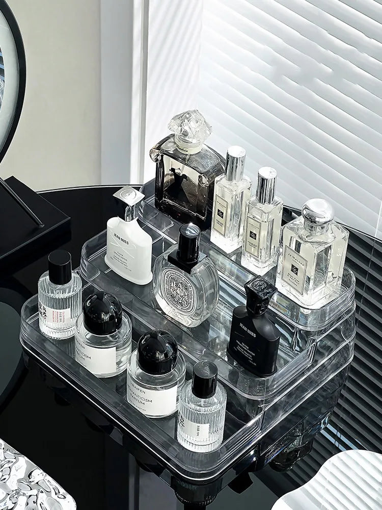 3-Layer Acrylic Clear Perfume Organizer Displaying Holder.