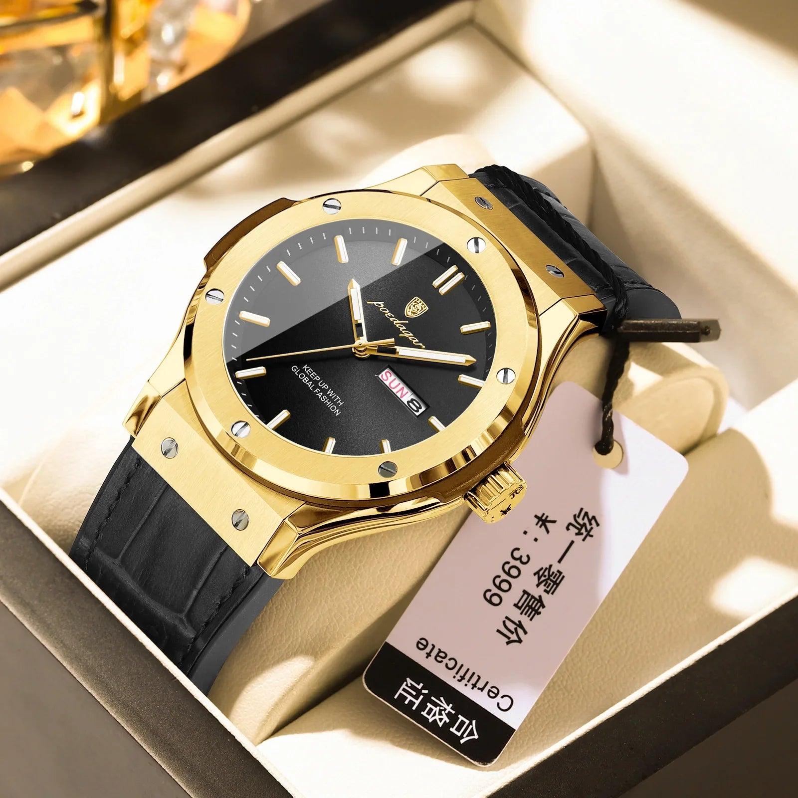 POEDAGAR 952 Man's Lather Watch