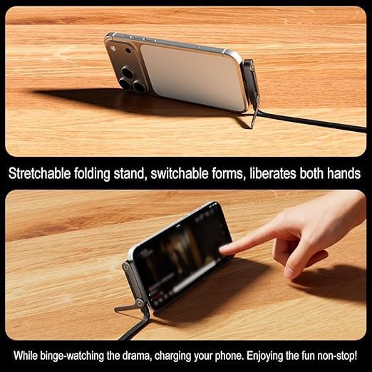 Foldable Fast Charge Cable. Multi-Functional Invisible Stand Charging Cable for Smartphones, Tablets, Laptops