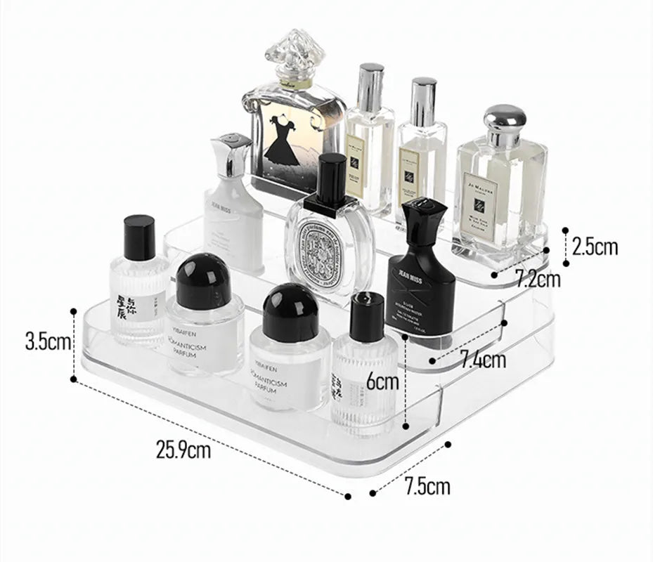 3-Layer Acrylic Clear Perfume Organizer Displaying Holder.