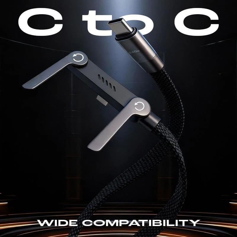 Foldable Fast Charge Cable. Multi-Functional Invisible Stand Charging Cable for Smartphones, Tablets, Laptops